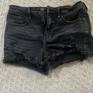 Buckle jean shorts black